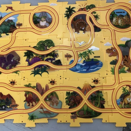 Children Puzzle Electric Railroad Speeder DIY Assembly Electric Car Automatic Rail City Scene Construction Education Toy Gift