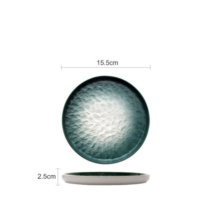 Gradient Emerald Steak Plate Stone Pattern Pasta Plate Western Plate Round Plate Restaurant Home