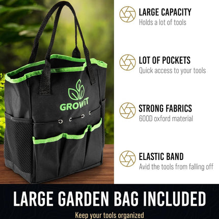 Heavy Duty Garden Tools 9Pieces Set - Rust Proof, Ergonomic Gardening Hand Tools Garden Gifts For Mom And Dad