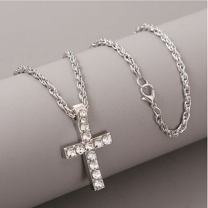 Cross Pendant Necklaces For Women Men Punk Hiphop Rope Chain On Neck Rapper Jewelry