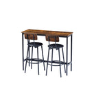 Bar Table Set With 2 Bar Stools PU Soft Seat With Backrest, Rustic Brown