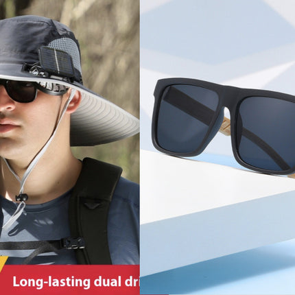 Outdoor Wide Brim Sun Hat With Solar Fan Wide Brim Solar Fan Outdoor Fishing Hat Solar USB Charging Solar Powered Hat Adjustable
