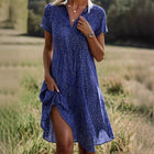 Summer Polka Dot Print Dress Fashion Casual V-Neck Short Sleeve Dresses Beach Daily Clothing For Women