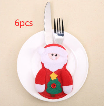 Christmas Decoration Restaurant Hotel Layout Pocket Fork Knife Cutlery Holder Santa Claus Fork Knife Gloves Bag Table Decor