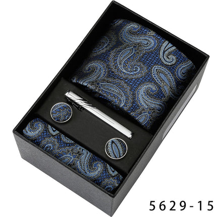 Men's Casual Banquet Tie Square Scarf Cufflinks Five-piece Set