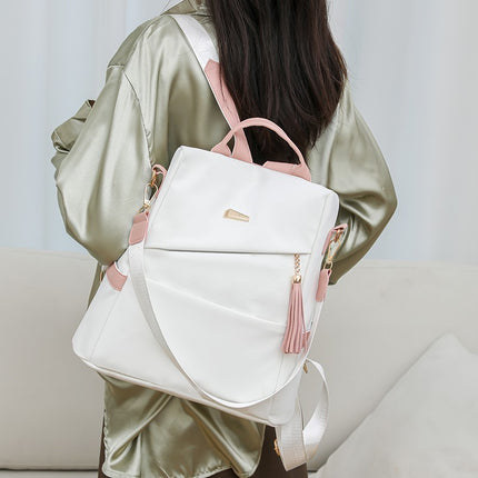 Oxford Cloth Stitching Women'S Backpack Anti-Theft Back Zipper Girls Schoolbag Casual Travel Double Shoulder Backpack