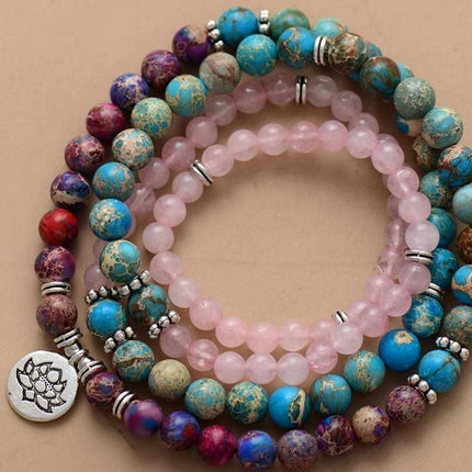 Amazon Stone Tiger Eye Stone Bracelet Necklace 108 Buddha Beads Lotus Bracelet