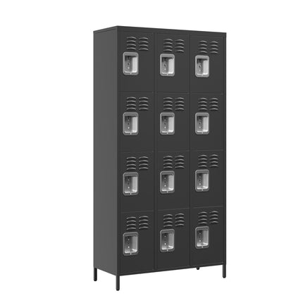 12 Door Metal Lockers With Lock For Employees,Storage Locker Cabinet For Home Gym Office School Garage,Easy Assembly,Black