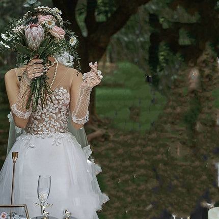 Lace V-neck Summer Couple Photo Shoot Travel Wedding Dress