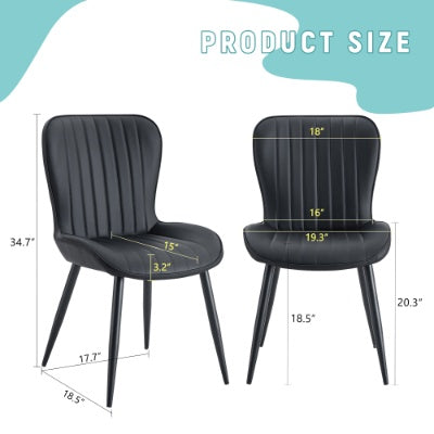 The Black Minimalist Ergonomic Dining Chair Comes In A Pack Of 4, With A Comfortable Design Of Extended And Curved Seat Cushions, Unlocking A Comfortable And Minimalist New Sitting Posture.