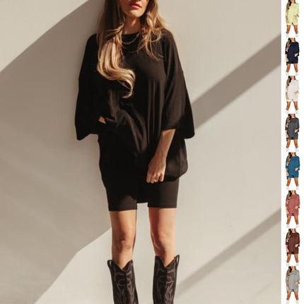 Summer Shorts Suit Fashion Loose Short-sleeved T-shirt And Slim Tight Pants Women's Clothing