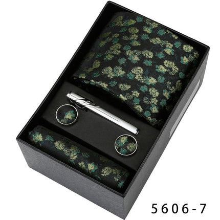 Men's Casual Banquet Tie Square Scarf Cufflinks Five-piece Set
