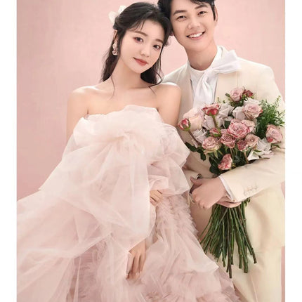 Street Photography Pettiskirt Colored Mesh Temperament Banquet Light Wedding Dress