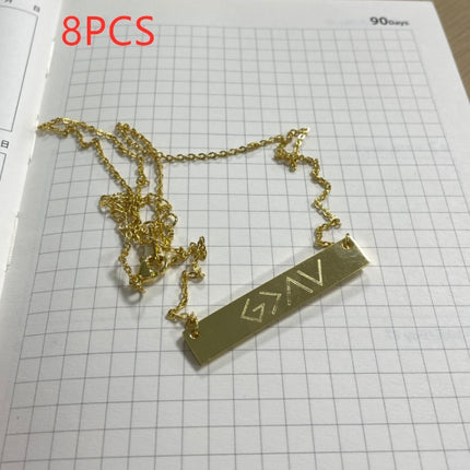 European And American Fashion One Word Horizontal Bar Pendant Necklace