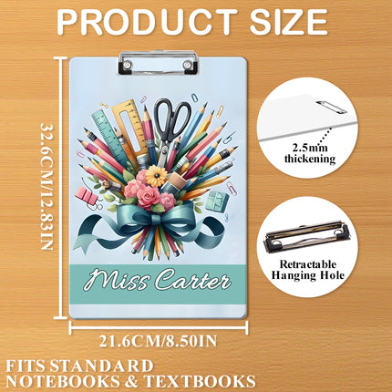 Custom Text Name Folder with Stationery Bouquet Design – Teacher's Day & Back to School Gift