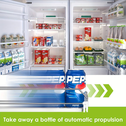 Fridge Drink Organizer-Adjustable Soda Dispenser With Smooth, Fast Pusher Glide