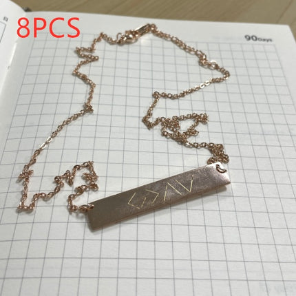 European And American Fashion One Word Horizontal Bar Pendant Necklace