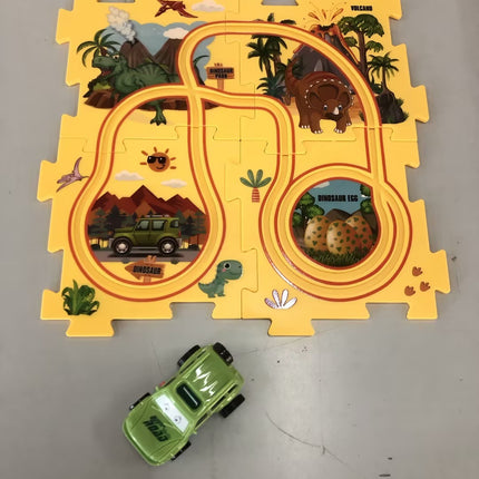 Children Puzzle Electric Railroad Speeder DIY Assembly Electric Car Automatic Rail City Scene Construction Education Toy Gift