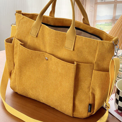 Thick Corduroy Shoulder Bags Simple All-match Commute Totes Student Leisure Artistic Portable Messenger Bag