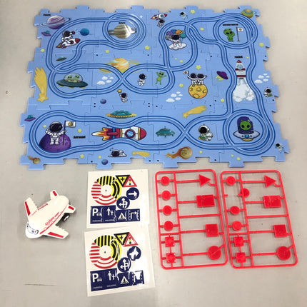 Children Puzzle Electric Railroad Speeder DIY Assembly Electric Car Automatic Rail City Scene Construction Education Toy Gift