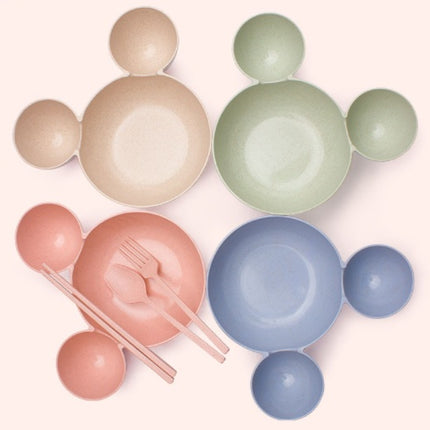 Wheat Straw, Children's Bowl, Cartoon, Wheat Chopsticks, Fork Spoon, Fruit Dish, Mickey's Bowl, Lovely Gift Set