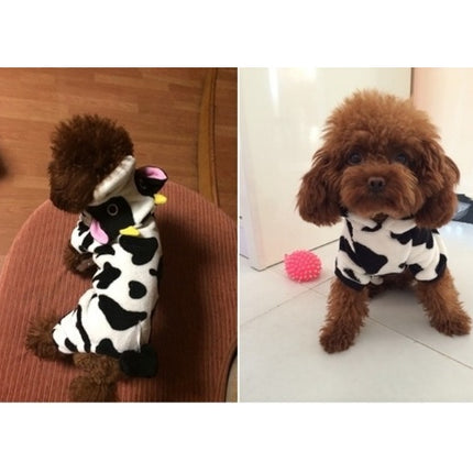 New Pet Dog Cat Coat Warm Cow Costume Sweatshirt Hooded Clothing Sweater Winter Clothes Cat Clothing Jumpsuits Cow