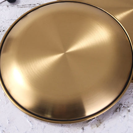 Retro Metal Round Tray Stainless Steel Snack Fruit Tray Jewelry Storage Tray European Style Dinner Plates