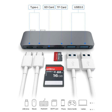 Compatible with Apple , USB Type C Hub to TF SD Card Reader Hub 3.0 Adapter with PD Power USB C Hub Dock