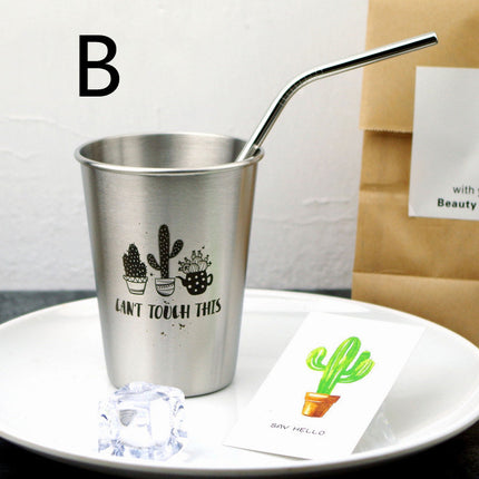 Nordic Metal Simple Style 304 Stainless Steel Cold Water Toothbrush Couple Cup