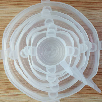 The 6-piece set of multi-functional silicone lid can be stretched to seal the fruit and vegetable lid