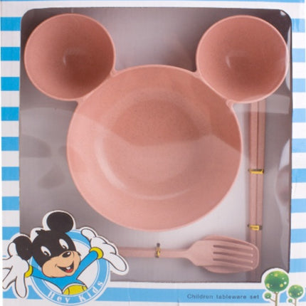 Wheat Straw, Children's Bowl, Cartoon, Wheat Chopsticks, Fork Spoon, Fruit Dish, Mickey's Bowl, Lovely Gift Set