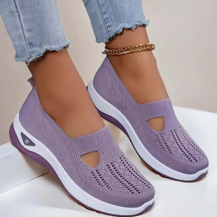 Mesh Flats Shoes Fashion Breathable Non-slip Soft Bottom Casual Shoes For Women