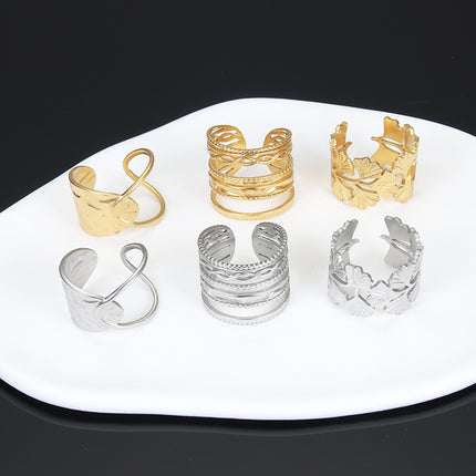 European And American Stainless Steel Adjustable Finger Ring Adjustable Women Charm Jewelry Gifts