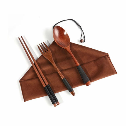 4PCS Japanese Wooden Spoon Chopsticks Tableware Set