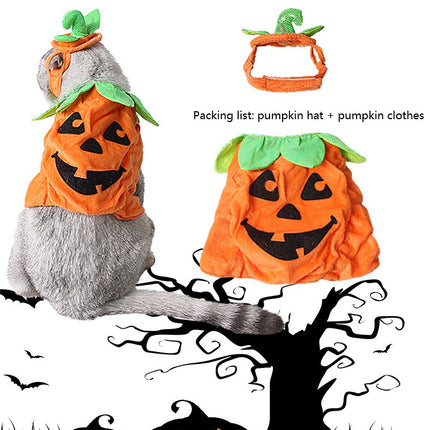 Halloween Pet Cats Costume Props Creative Pumpkin Shape Green Leaf Decoration Cosplay Clothing Holiday Garment Supplies