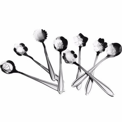 Teaspoons Rose Shaped Flower Stainless Steel Kitchen Tableware Handle Cutlery Mini Dessert Tea Dining Spoon For Snacks