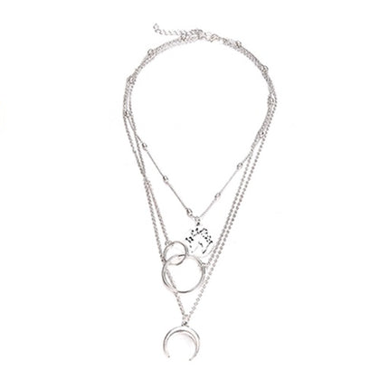 Fashionable Multilayer Boho Moon Map Necklace