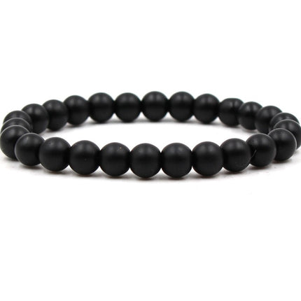 Classic Black Matte Green Malachite Bracelets Suitable Women Men Elastic Strand Jewelry