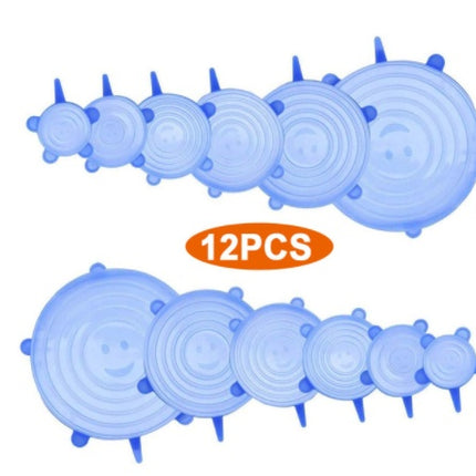 The 6-piece set of multi-functional silicone lid can be stretched to seal the fruit and vegetable lid