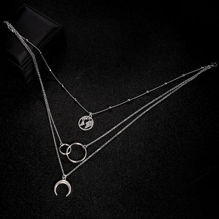 Fashionable Multilayer Boho Moon Map Necklace