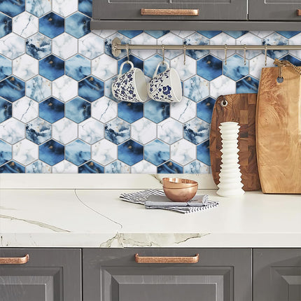Blue And White Marble Wall Sticker Transfer Can Be Cut And Peeled At Will To Stick To Wallpaper Waterproof PVC Self-adhesive Wall Tile Sticker Tile Kitchen Bathroom Home Decoration