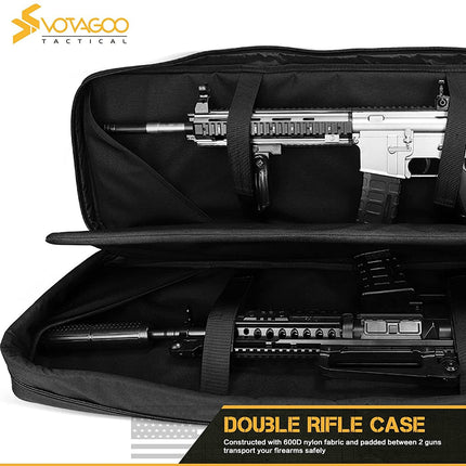 VOTAGOO Double Rifle Case Gun Bag, Safely Long-Barrel Firearm Transportation Cases  Locks, All-Weather Soft Tactical Range Bag Ackpack For Shotgun Spacious Heavy Duty