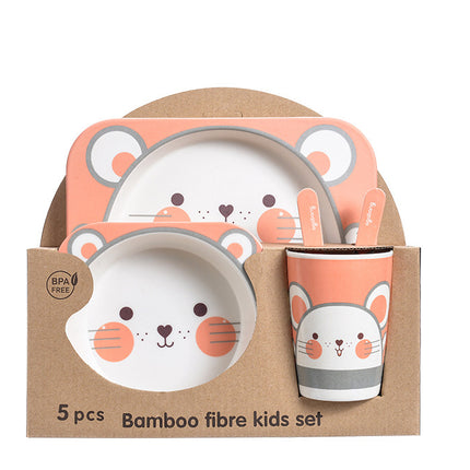 5pcs Baby Natural Bamboo Tableware Set