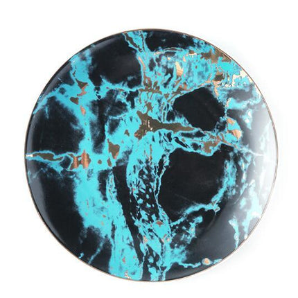 Light luxury golden rim marbled plate, salad dessert breakfast plate, round plate