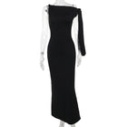 One-shoulder Ribbon Long Dress Ins Fashion Slim Sleeveless Dresses For Evening Party Club Clothing Women