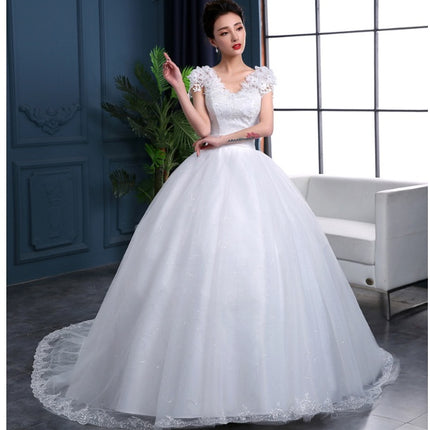 Large Trailing Lace Lace Tie Wedding Dress Slim And Slim