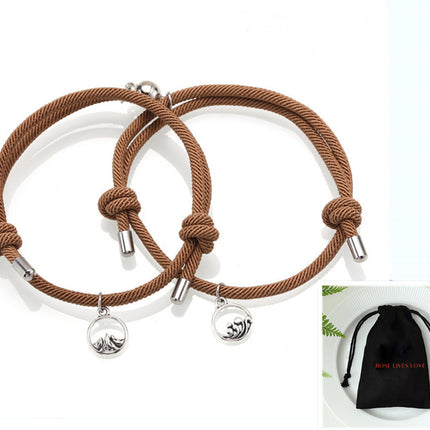 Hand-Woven Ancient Silver Love Vows Magnet Lovers Bracelet