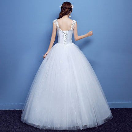 Red Double Shoulder Diamond Lace Wedding Dress