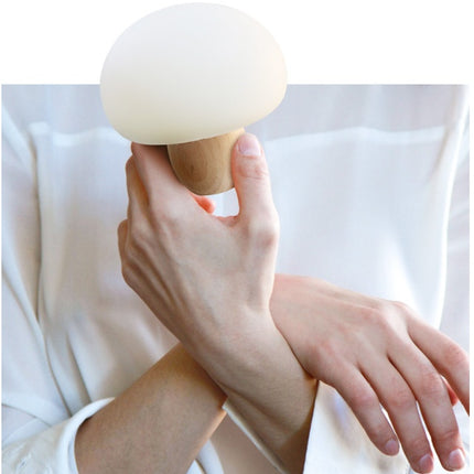 Silicone LED Night Lamp Brightness Adjustable Mushroom Pat Switch Wooden Base Timing LED Night Light For Children's Gift