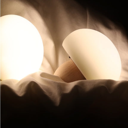 Silicone LED Night Lamp Brightness Adjustable Mushroom Pat Switch Wooden Base Timing LED Night Light For Children's Gift